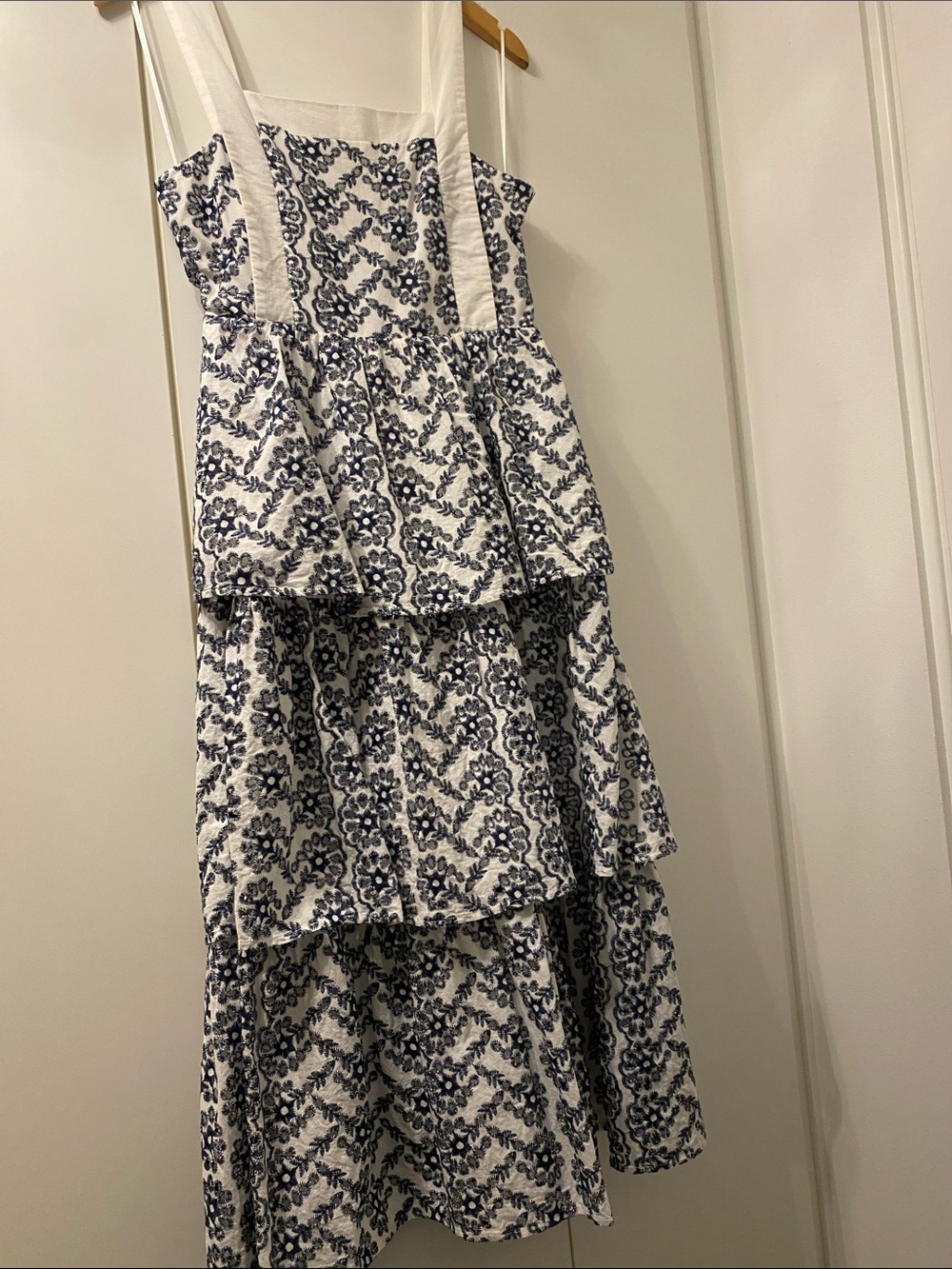 Vici White Maxi Dress with Navy Floral Print